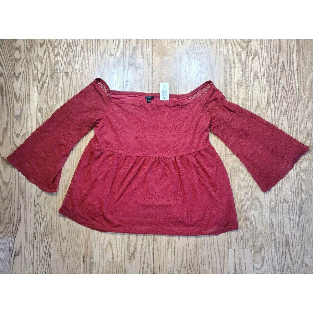 TORRID Womens 2XL Whimsigoth Red Babydoll Bell Sleeve Lace Mesh Whitchy Boho NEW